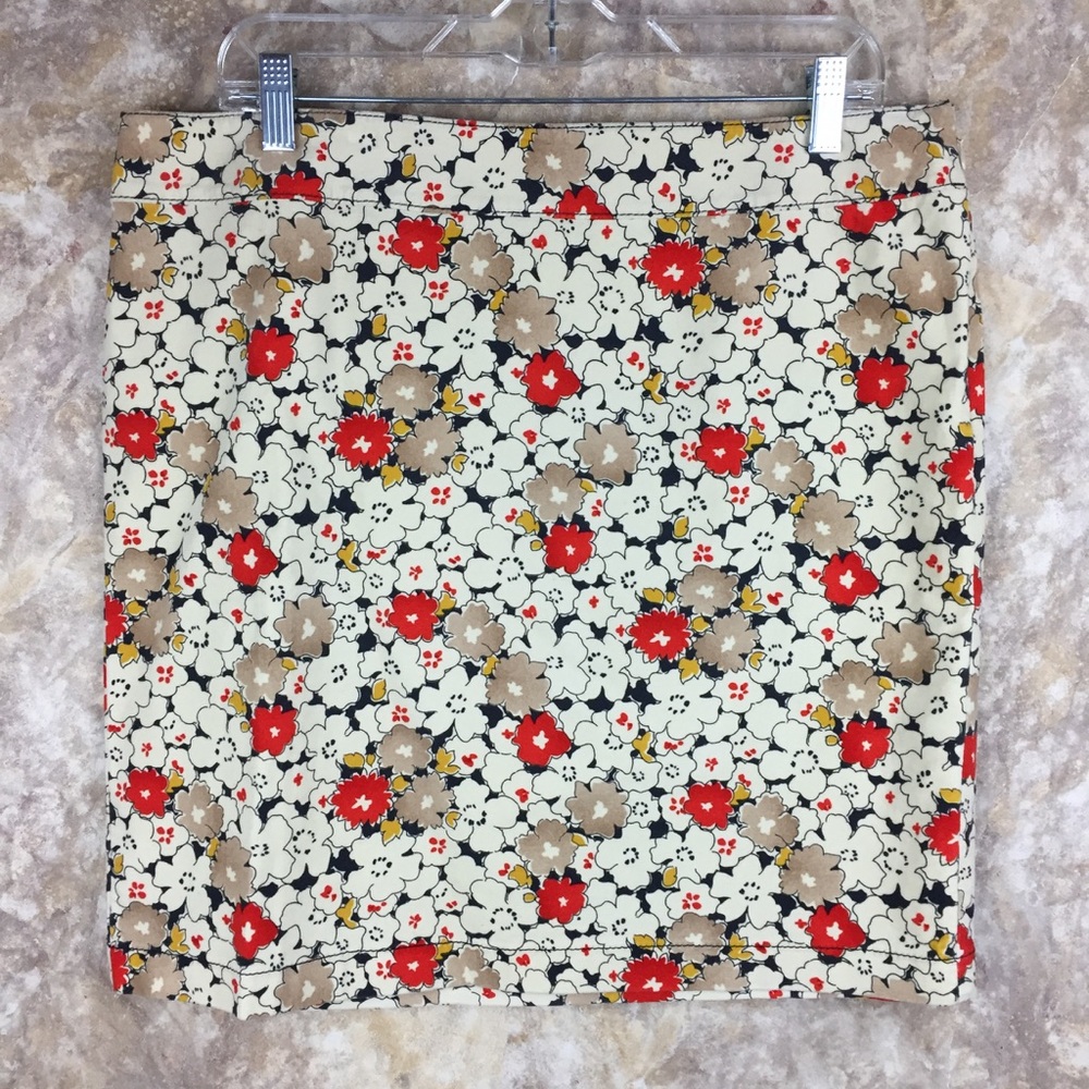 New Ann Taylor floral cream and orange skirt